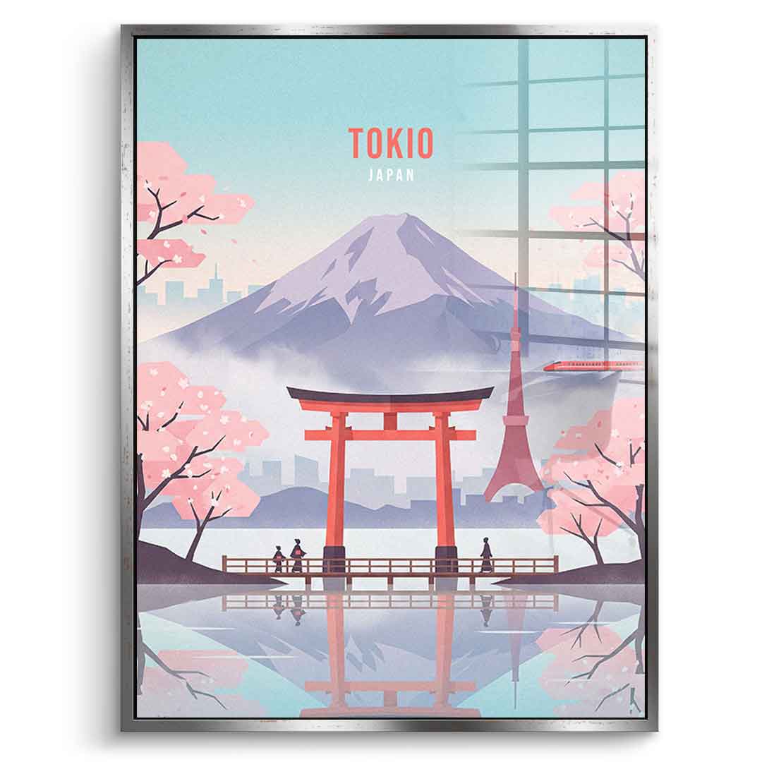 DOTCOMCANVAS Tokyo Acrylglasbild Vorderansicht mit silbernem Rahmen
