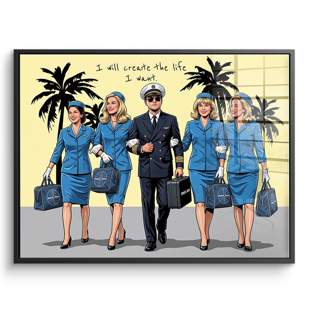 DOTCOMCANVAS I will create the life I want Acrylglasbild Vorderansicht schwarzer Rahmen