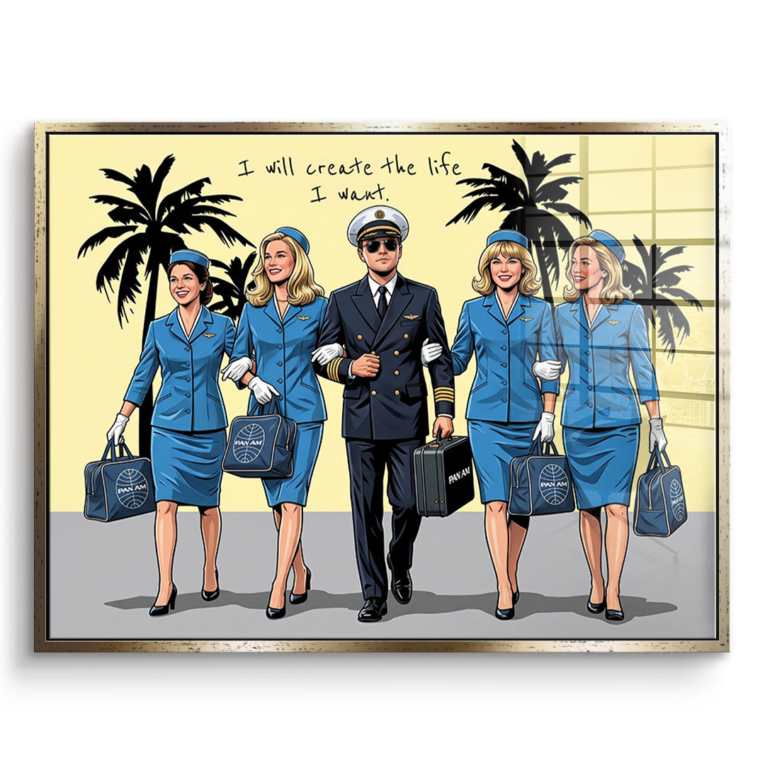DOTCOMCANVAS I will create the life I want Acrylglasbild Vorderansicht goldener Rahmen
