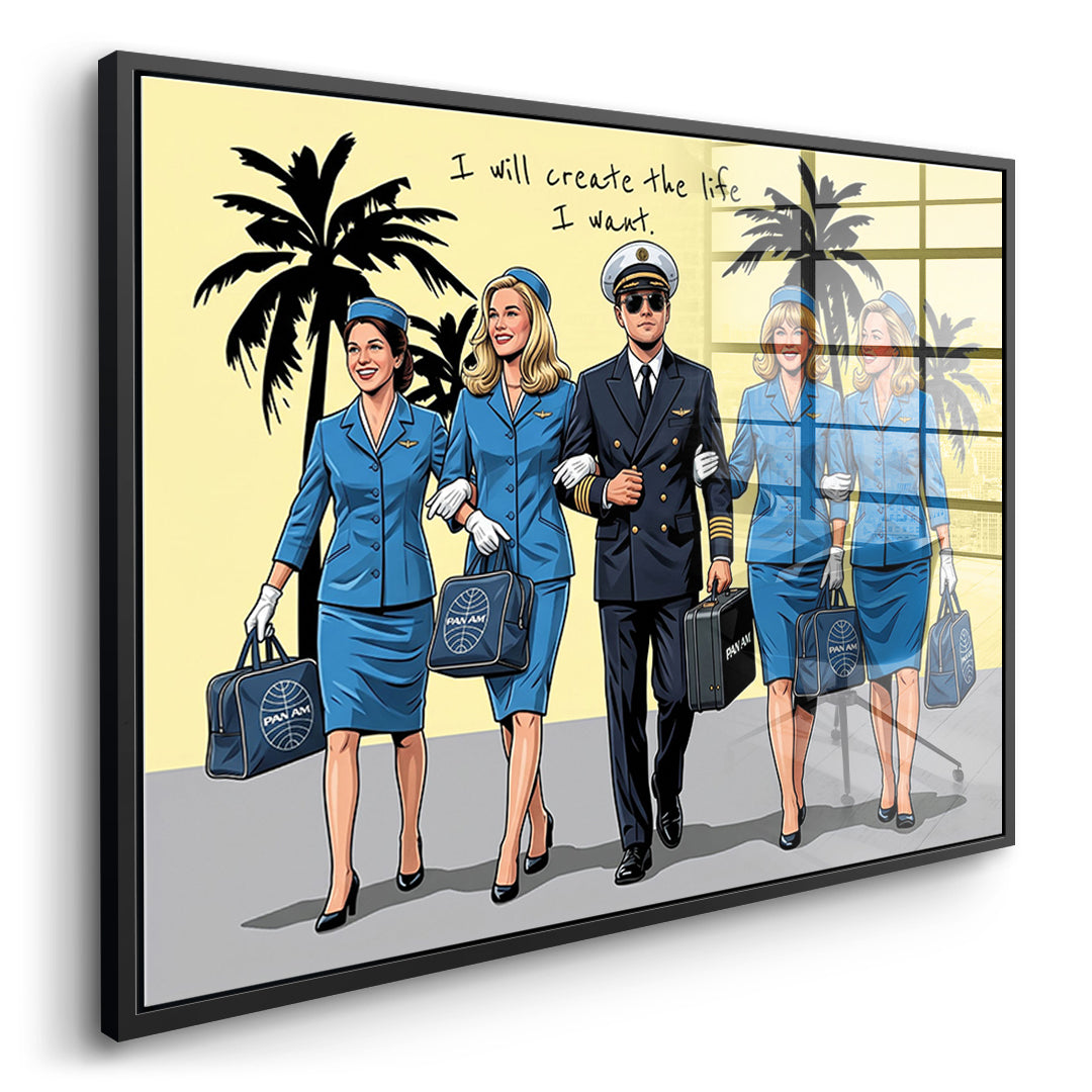 DOTCOMCANVAS I will create the life I want Acrylglasbild Seitenansicht schwarzer Rahmen