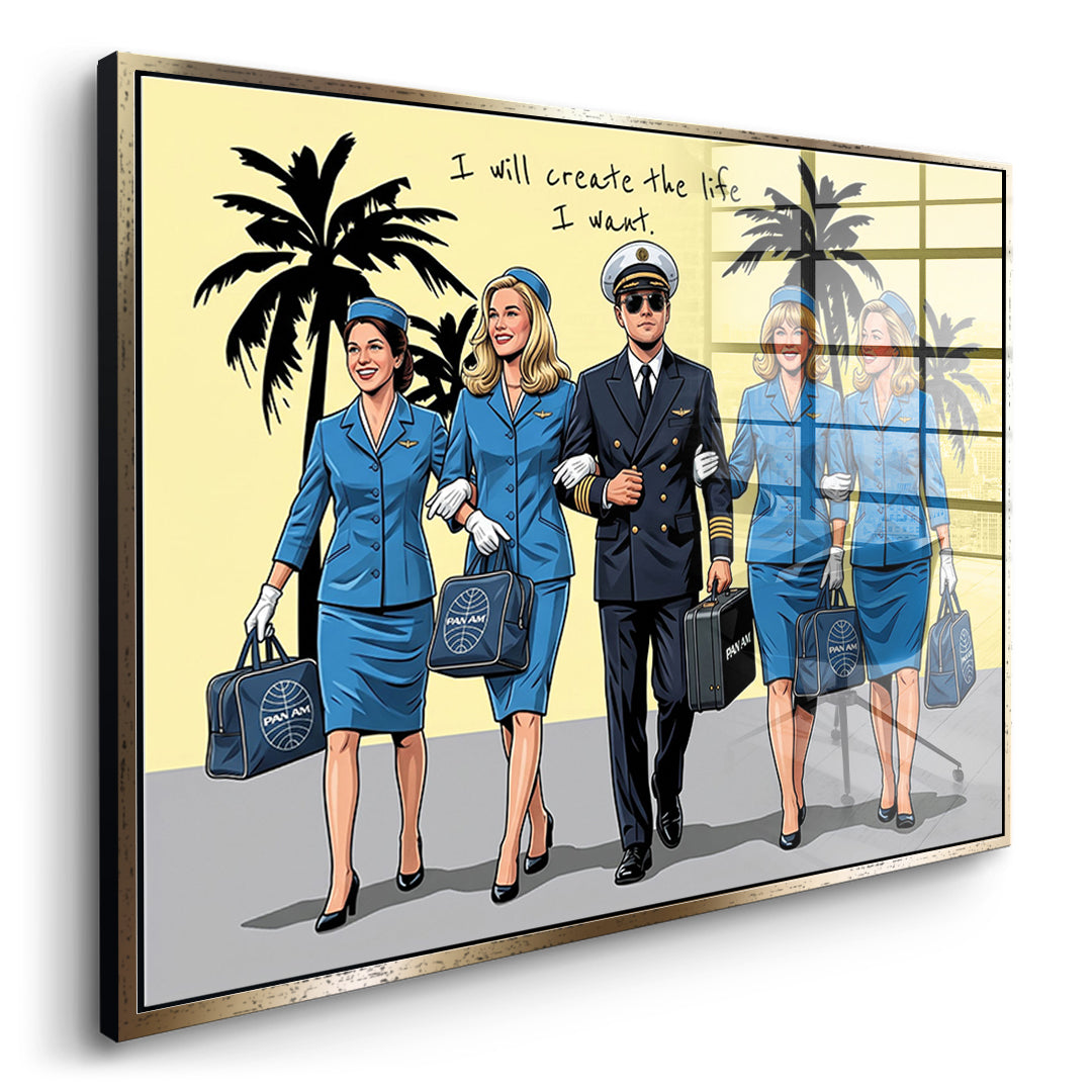 DOTCOMCANVAS I will create the life I want Acrylglasbild Seitenansicht goldener Rahmen
