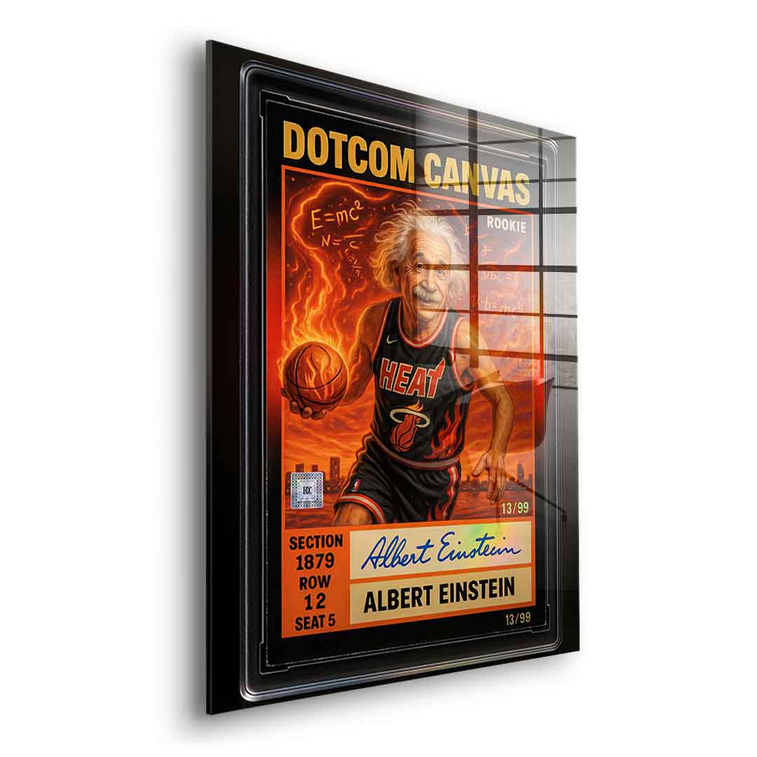DOTCOMCANVAS Albert Einstein Basketball Card Pop Art Wandbild Acrylglasbild Seitenansicht ohne Rahmen