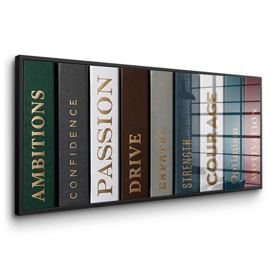 DOTCOMCANVAS Motivational Books Acrylglasbild Seitenansicht Schwarz