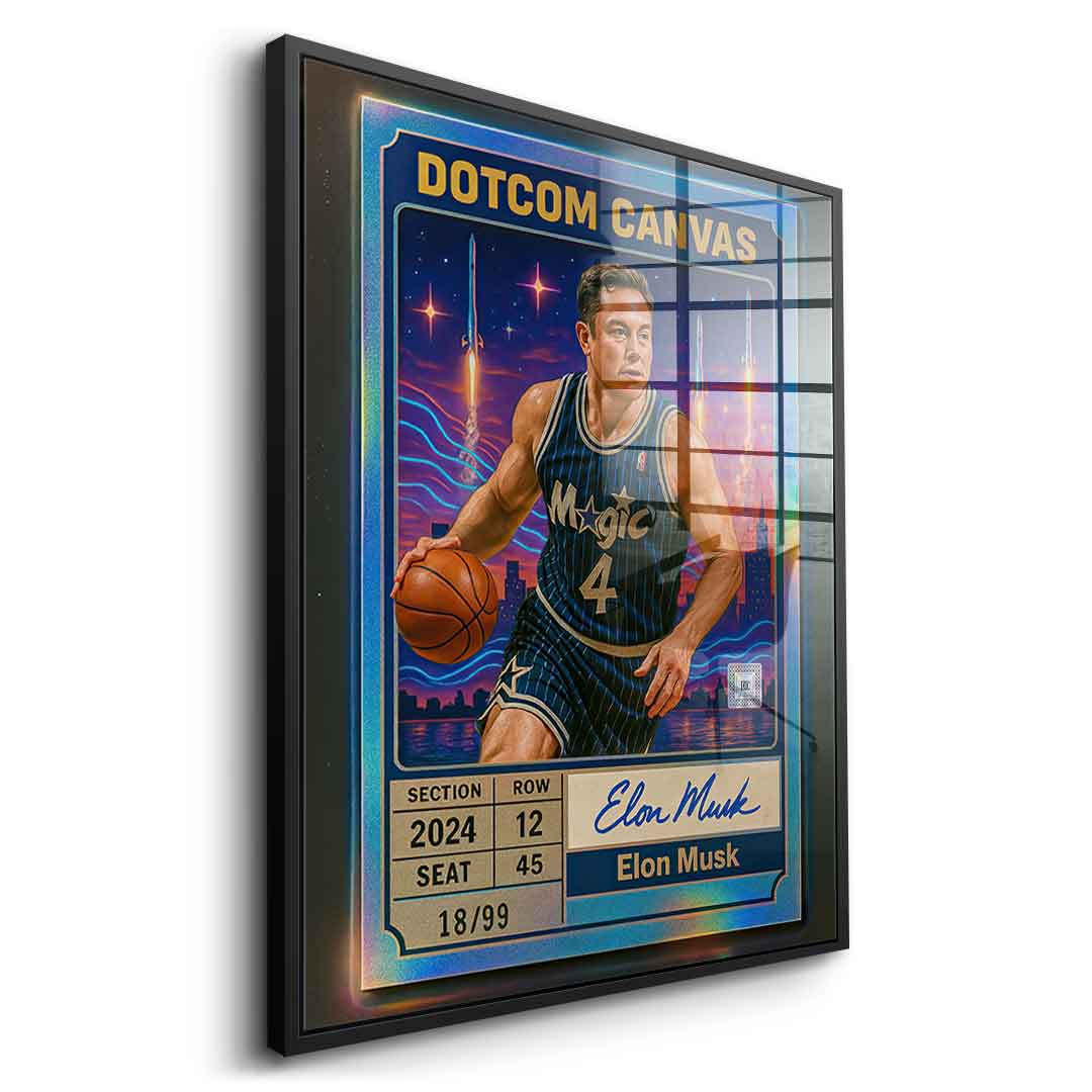 DOTCOMCANVAS Elon Musk Basketball Card Acrylglas Seitenansicht