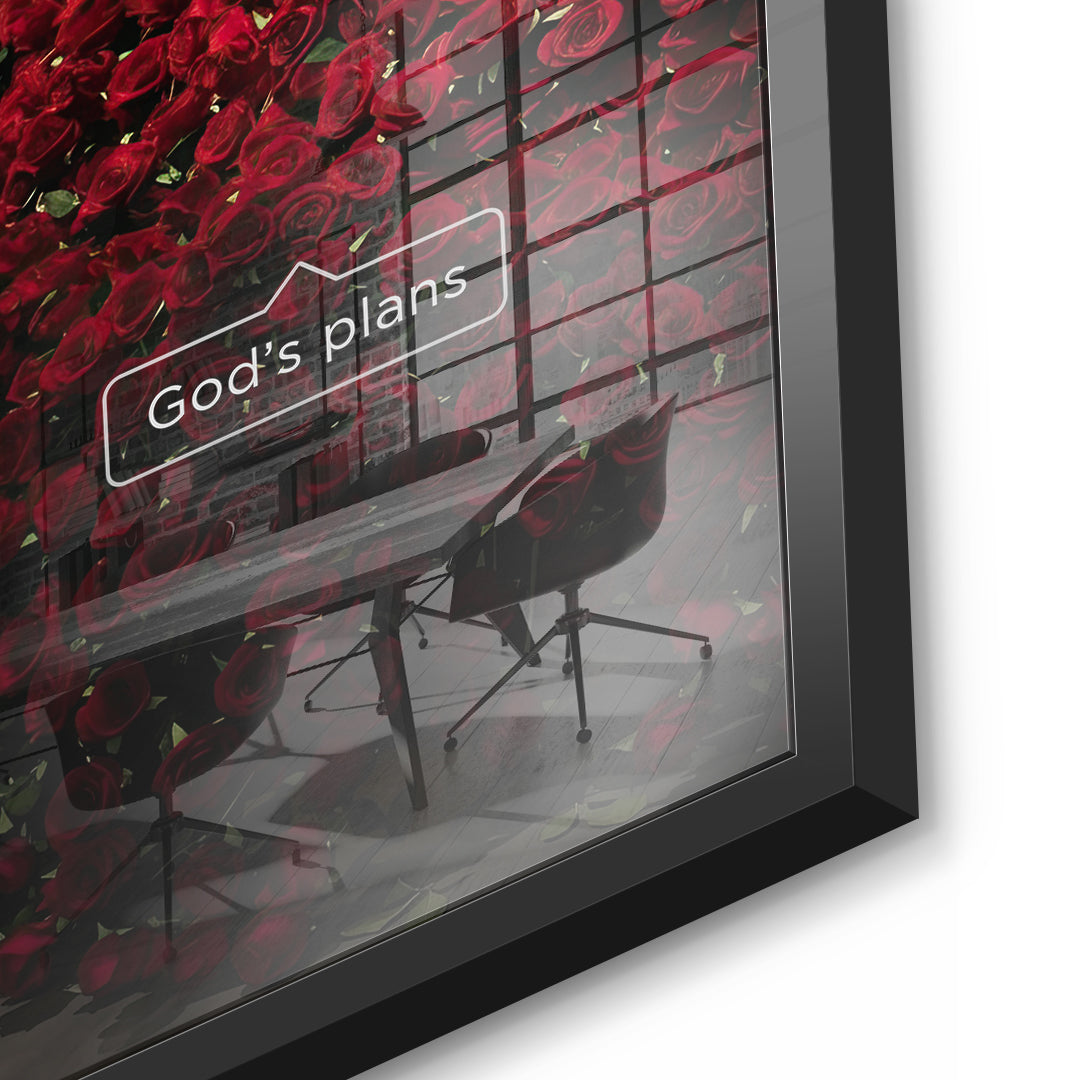 DOTCOMCANVAS Your Plans vs God's Plans Acrylglasbild Detailansicht schwarzer Rahmen