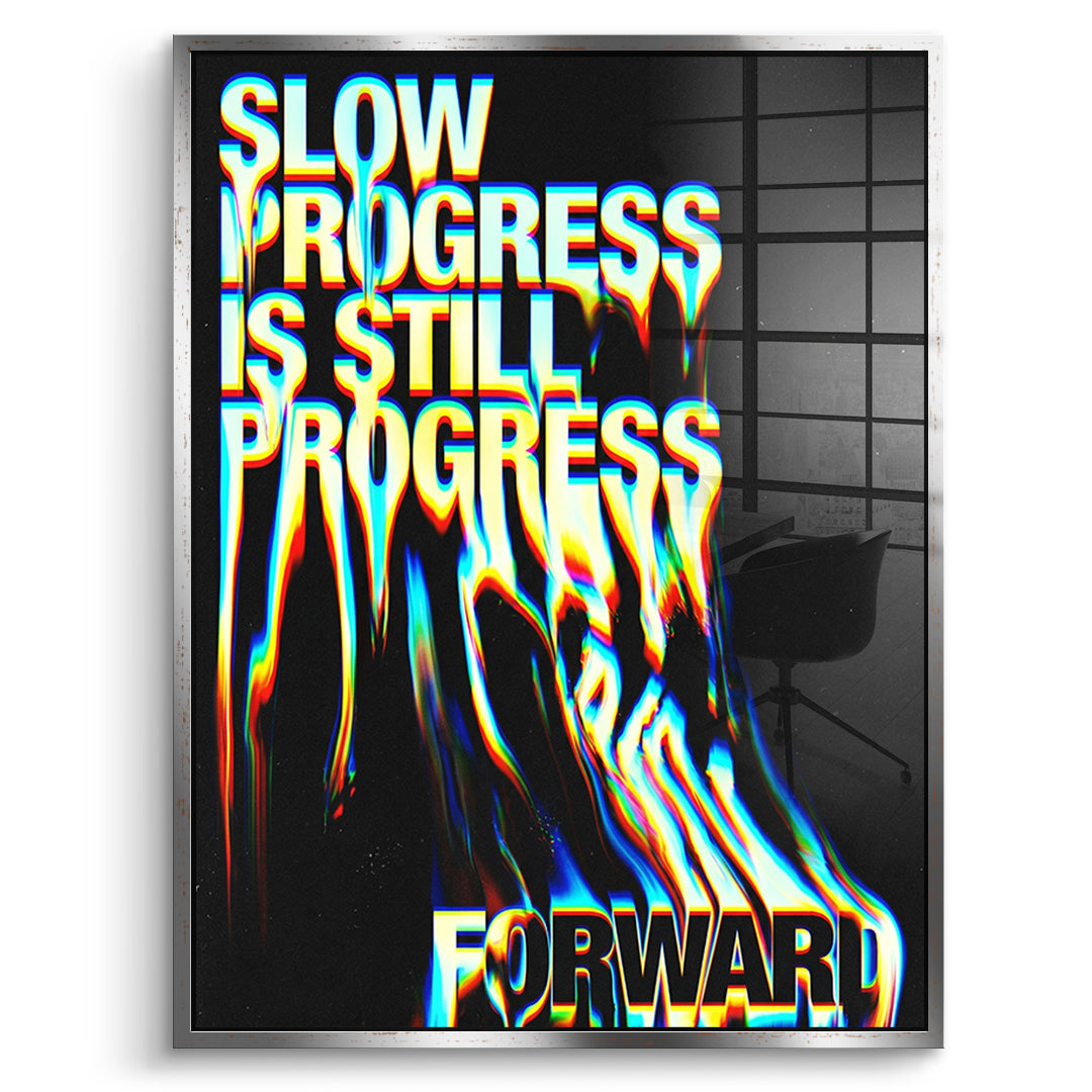 DOTCOMCANVAS Slow Process Acrylglasbild Vorderansicht Silberner Rahmen