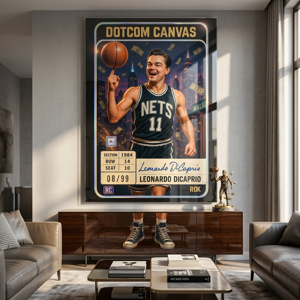 DOTCOMCANVAS Leo Dicaprio Basketball Card Acrylglasbild Raum Mockup
