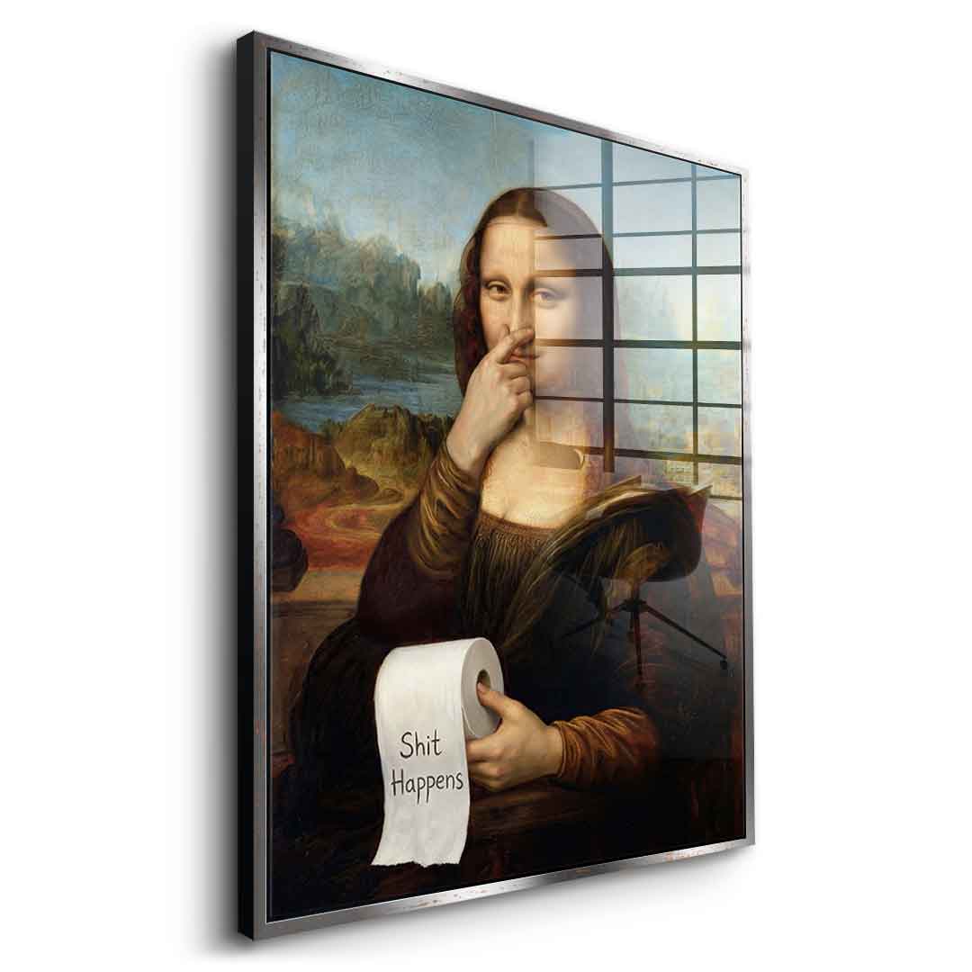 DOTCOMCANVAS Mona Lisa 1 for Toilett Acrylglasbild Seitenansicht silberner Rahmen