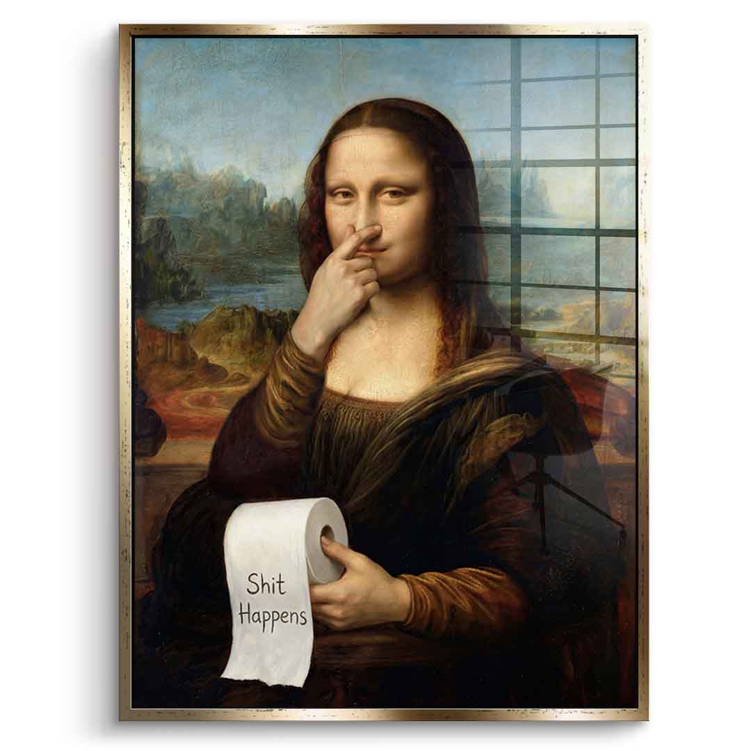 DOTCOMCANVAS Mona Lisa 1 for Toilett Acrylglasbild Frontansicht goldener Rahmen