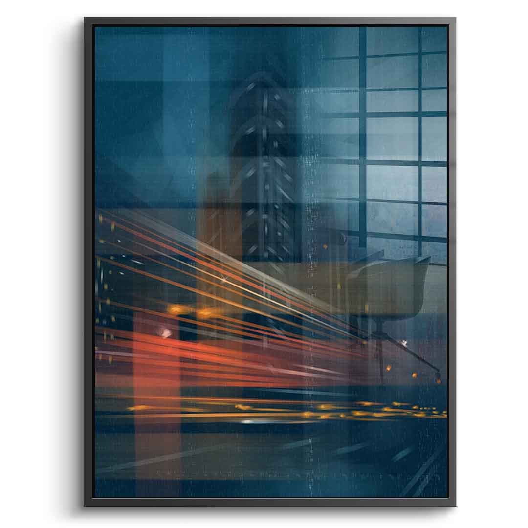 City Night Agility - Acrylglasbild Schwarzer Rahmen