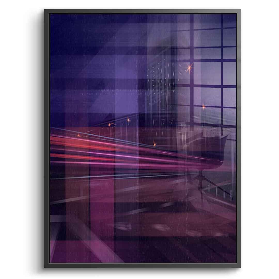 City of Dreams in Grids - Acrylglasbild Schwarzer Rahmen
