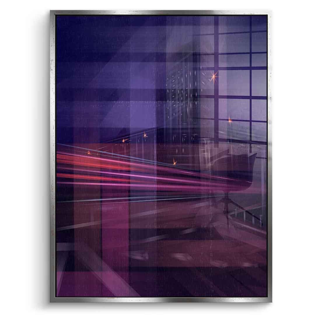City of Dreams in Grids - Acrylglasbild Silberner Rahmen