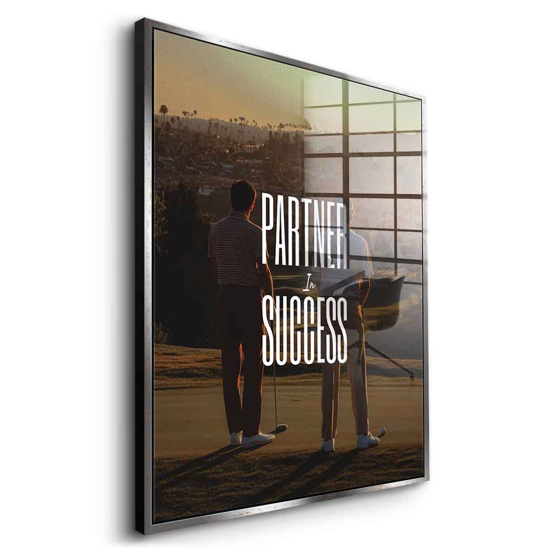 DOTCOMCANVAS Partner in Success Acrylglasbild Goldener Rahmen Seitenansicht
