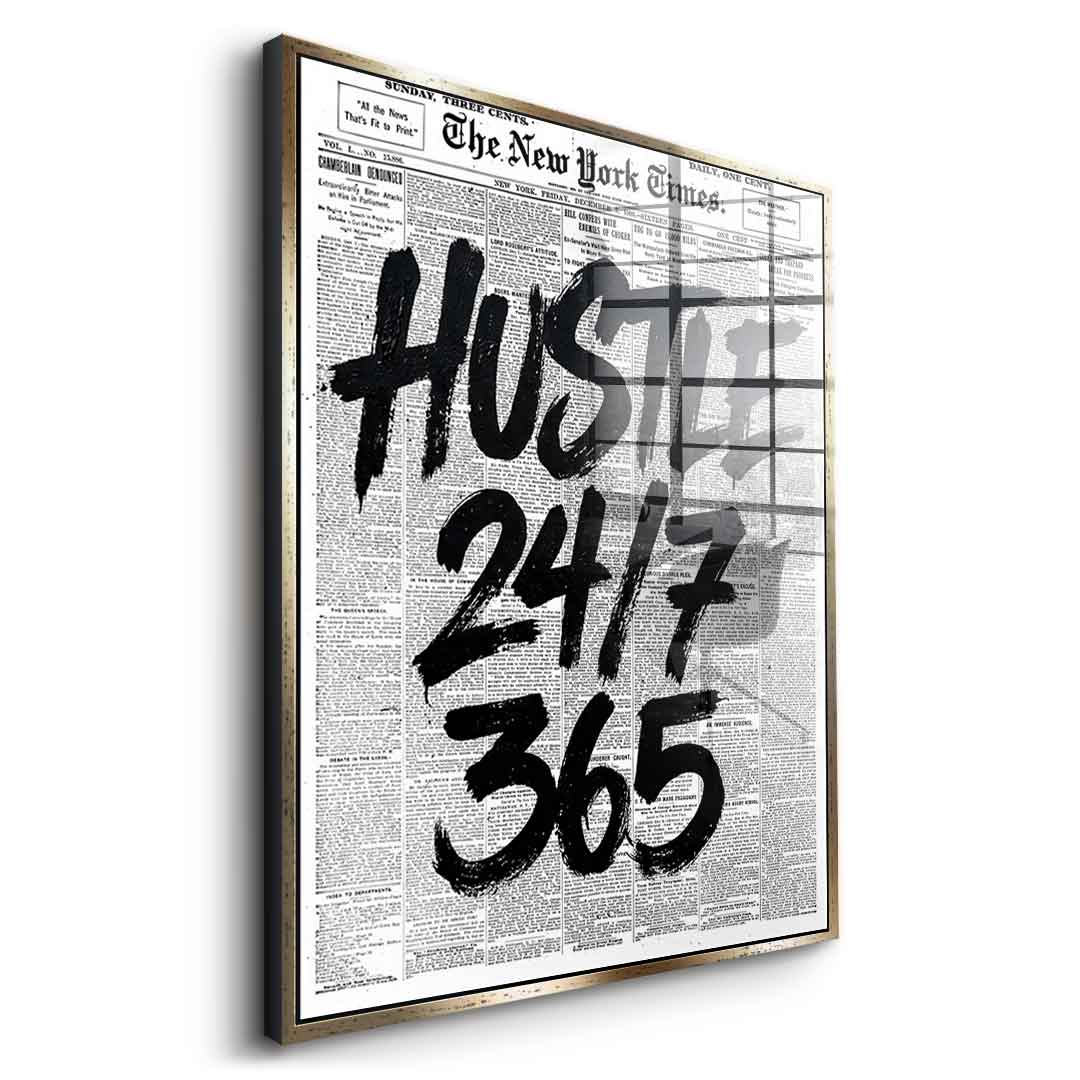 DOTCOMCANVAS Hustle 24/7 Acrylglasbild Seitenansicht Silber Rahmen