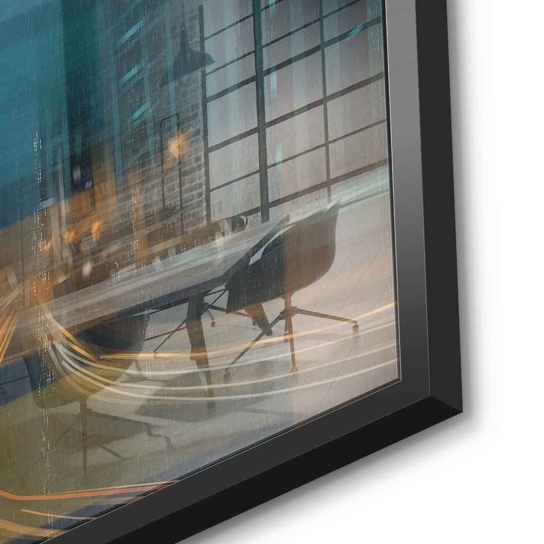 City in the Rhythm of Light Acrylglasbild Detail schwarzer Rahmen