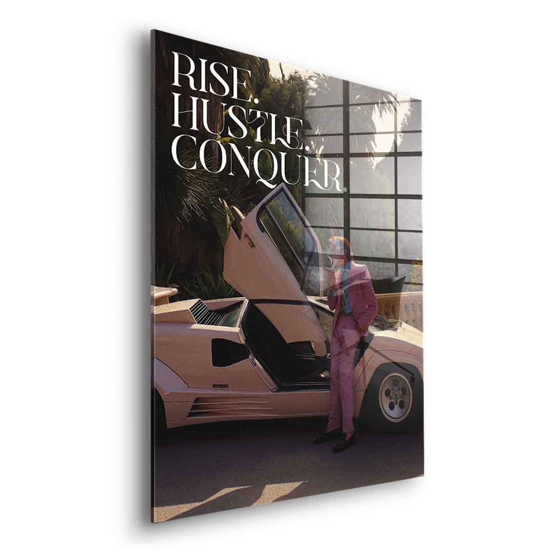 DOTCOMCANVAS Rise. Hustle. Conquer. Acrylglasbild ohne Rahmen Seitenansicht