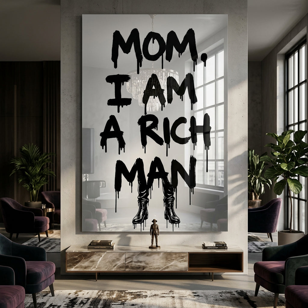 DOTCOMCANVAS Mom, I am a Rich, Man. Acrylglasbild im Raum