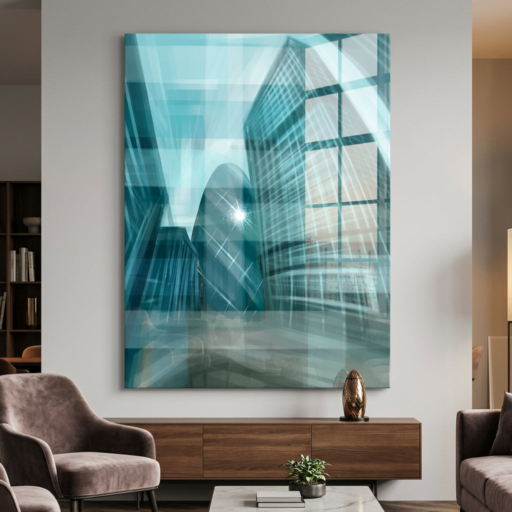 Shining City Pearl Glas - Acrylglasbild Raum