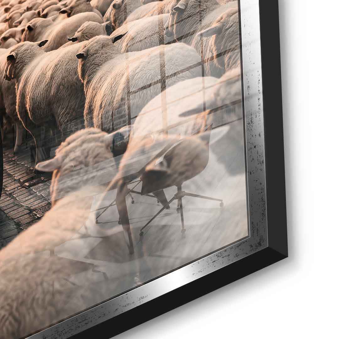 DOTCOMCANVAS Rolls Roys & Sheeps Acrylglasbild Detailansicht silberner Rahmen