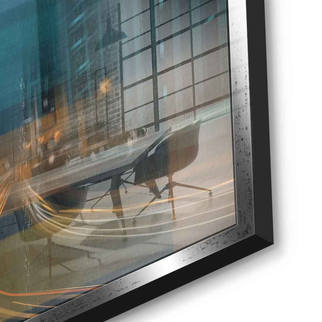 City in the Rhythm of Light Acrylglasbild Detail silberner Rahmen