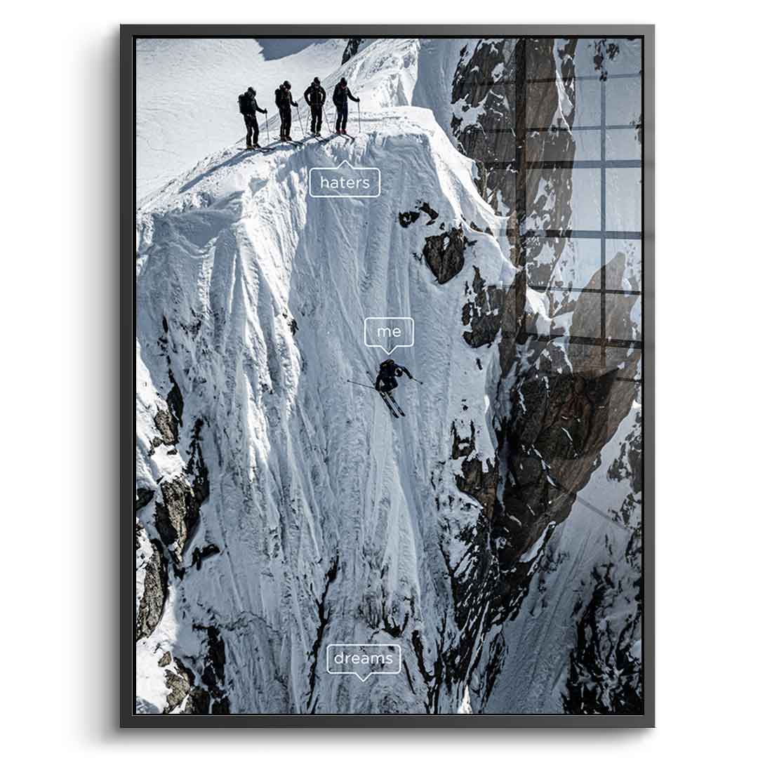 DOTCOMCANVAS Me & Dreams Acrylglasbild – Frontansicht schwarzer Premium Rahmen