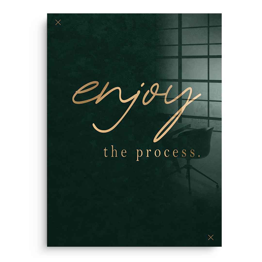 DOTCOMCANVAS® Enjoy Acrylglasbild – Motivation Typografie Wandbild, Frontansicht ohne Rahmen