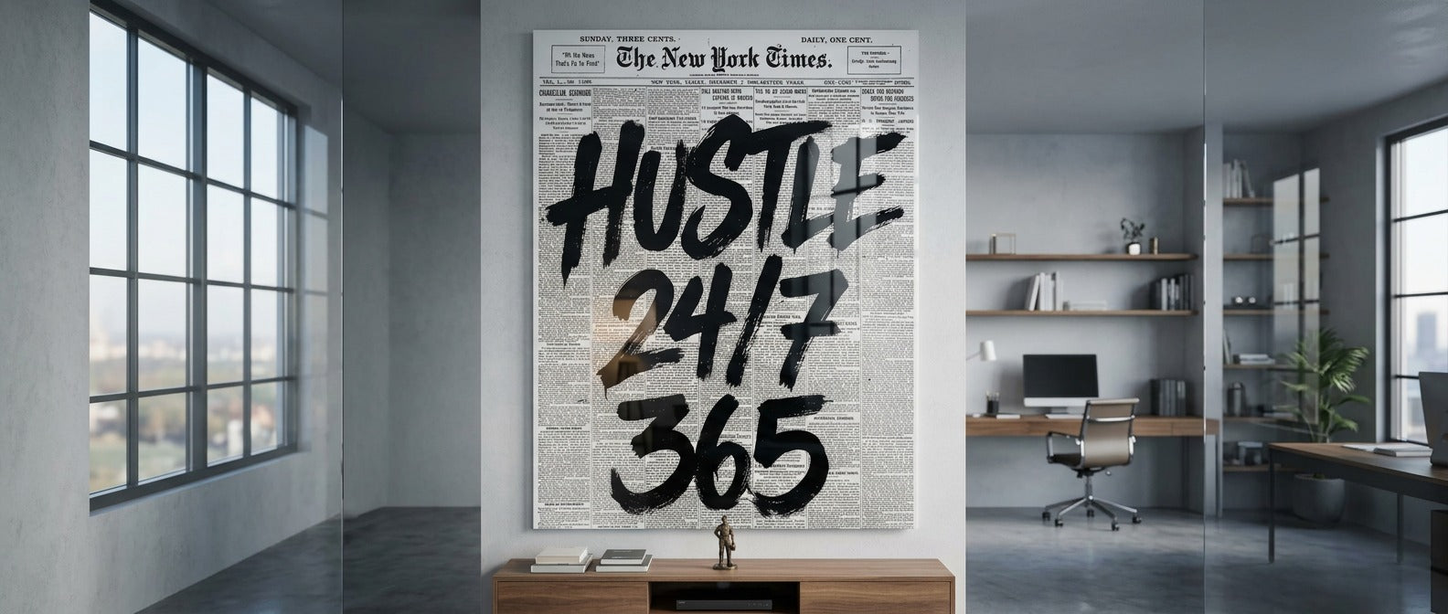 DOTCOMCANVAS Hustle 24/7 Acrylglasbild Banner