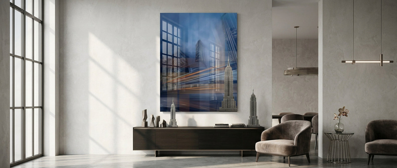 Moving City Glass - Acrylglasbild Banner