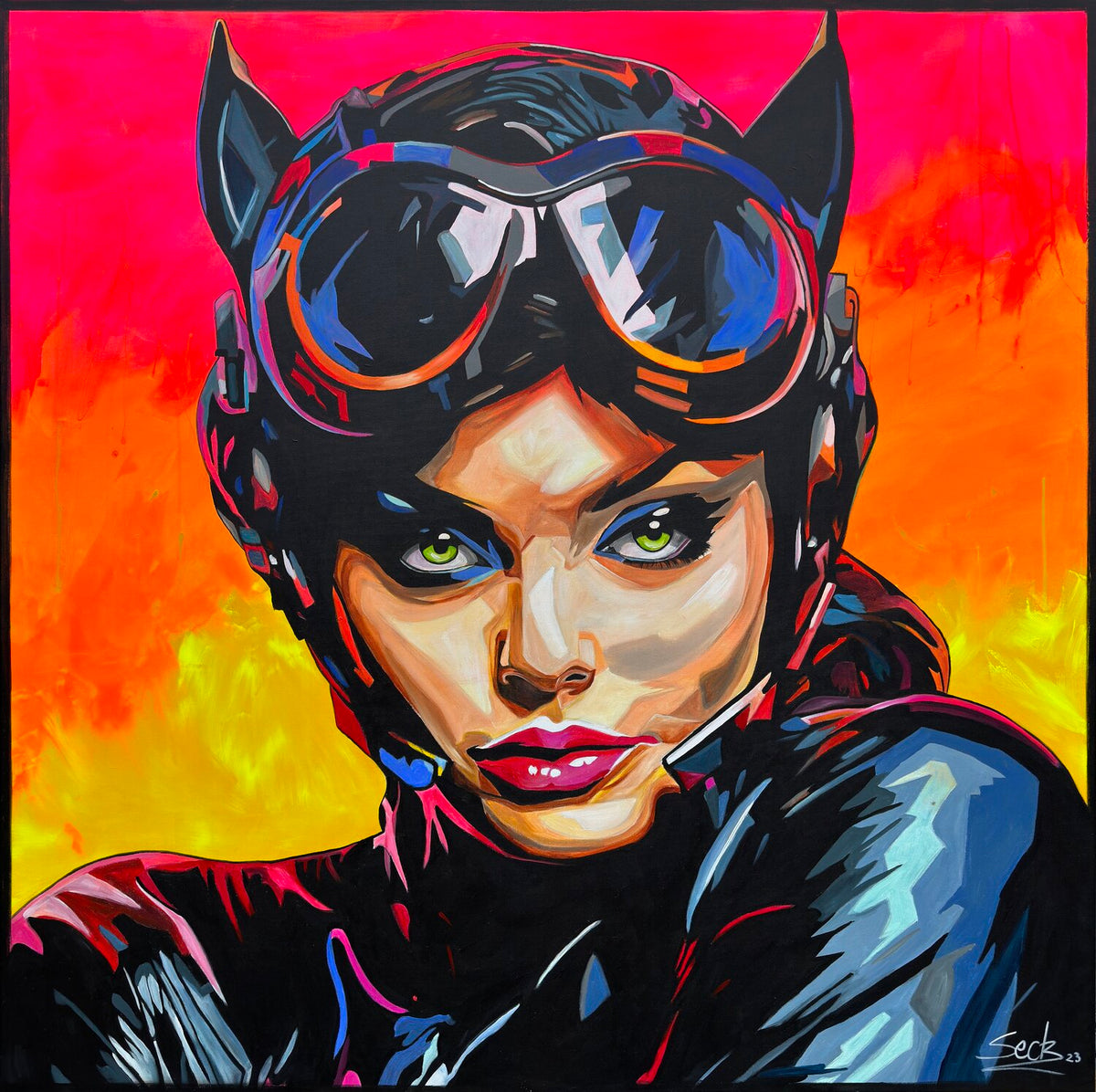 Sunset Cat – Original, Detailansicht