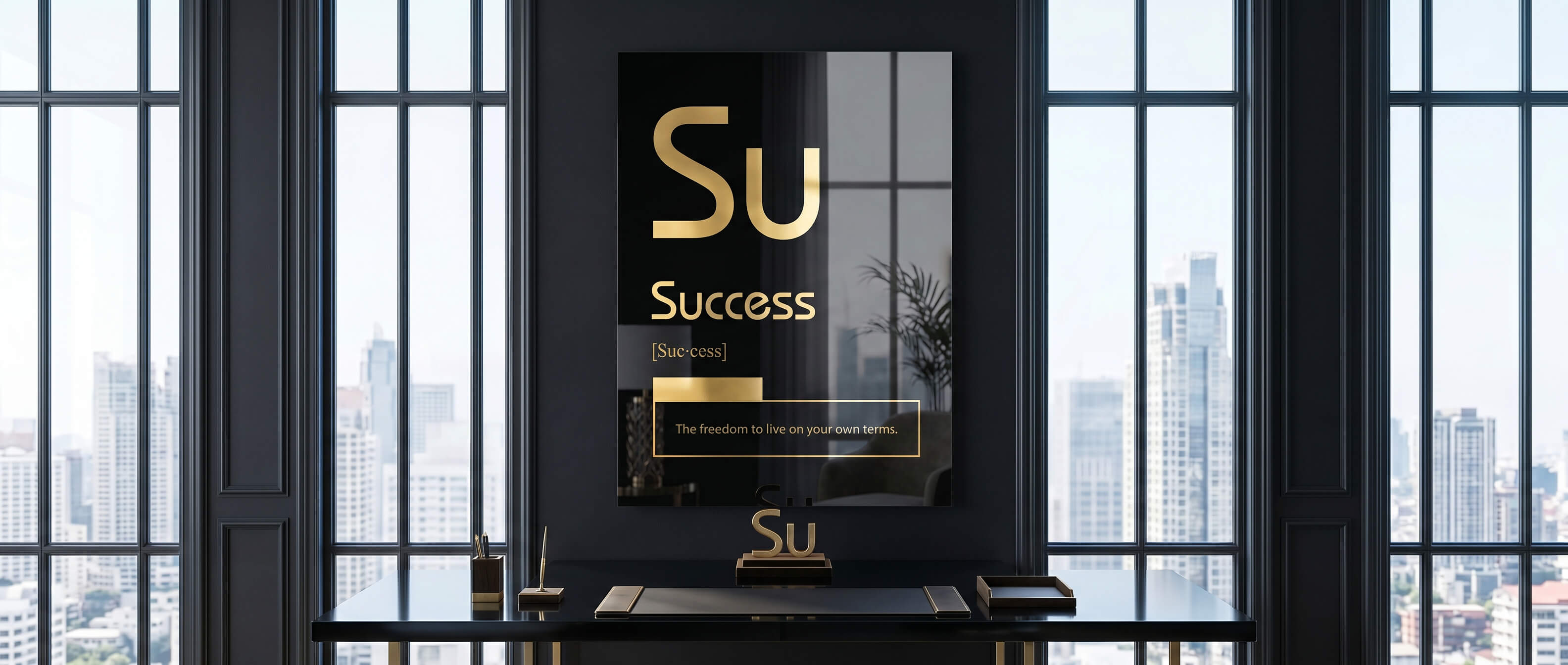 DOTCOMCANVAS® Success (Su) Acrylglasbild Schwarz – Banner