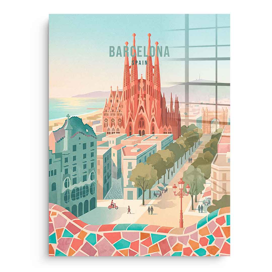 DOTCOMCANVAS Barcelona Acrylglasbild Vorderansicht ohne Rahmen