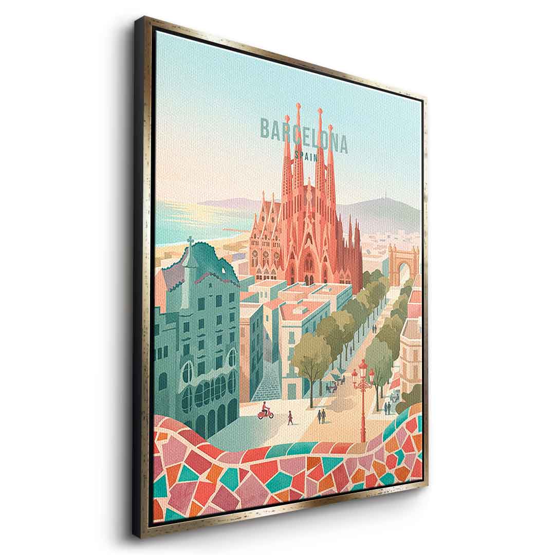 DOTCOMCANVAS Barcelona Leinwandbild Detail gold