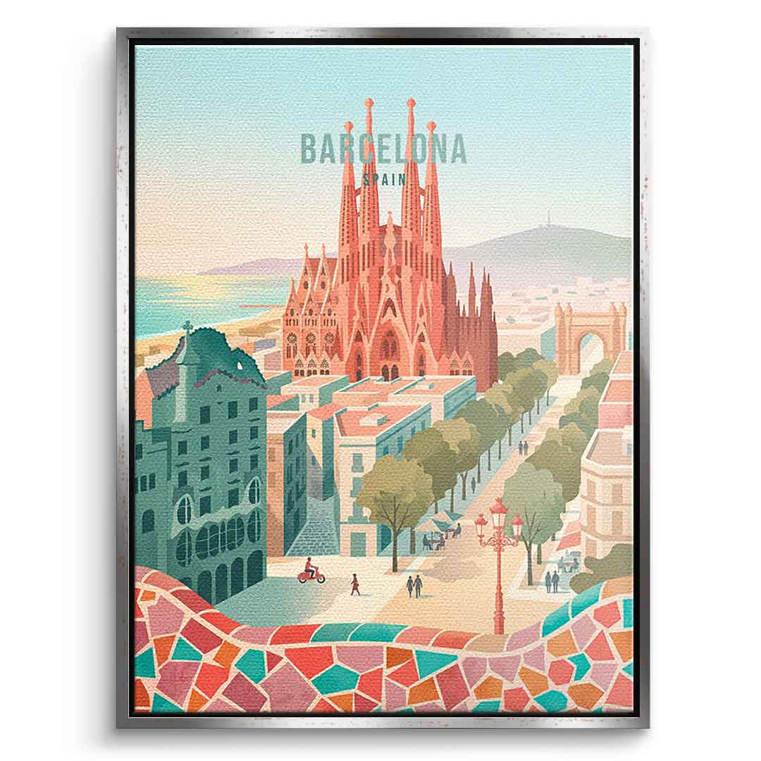 DOTCOMCANVAS Barcelona Leinwandbild Seitenansicht schwarz