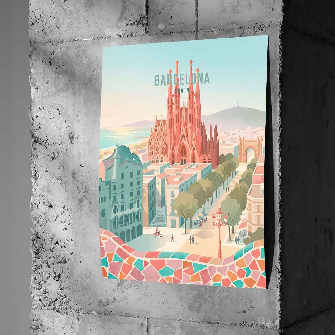 Barcelona Poster Beton-Wall-Vertical