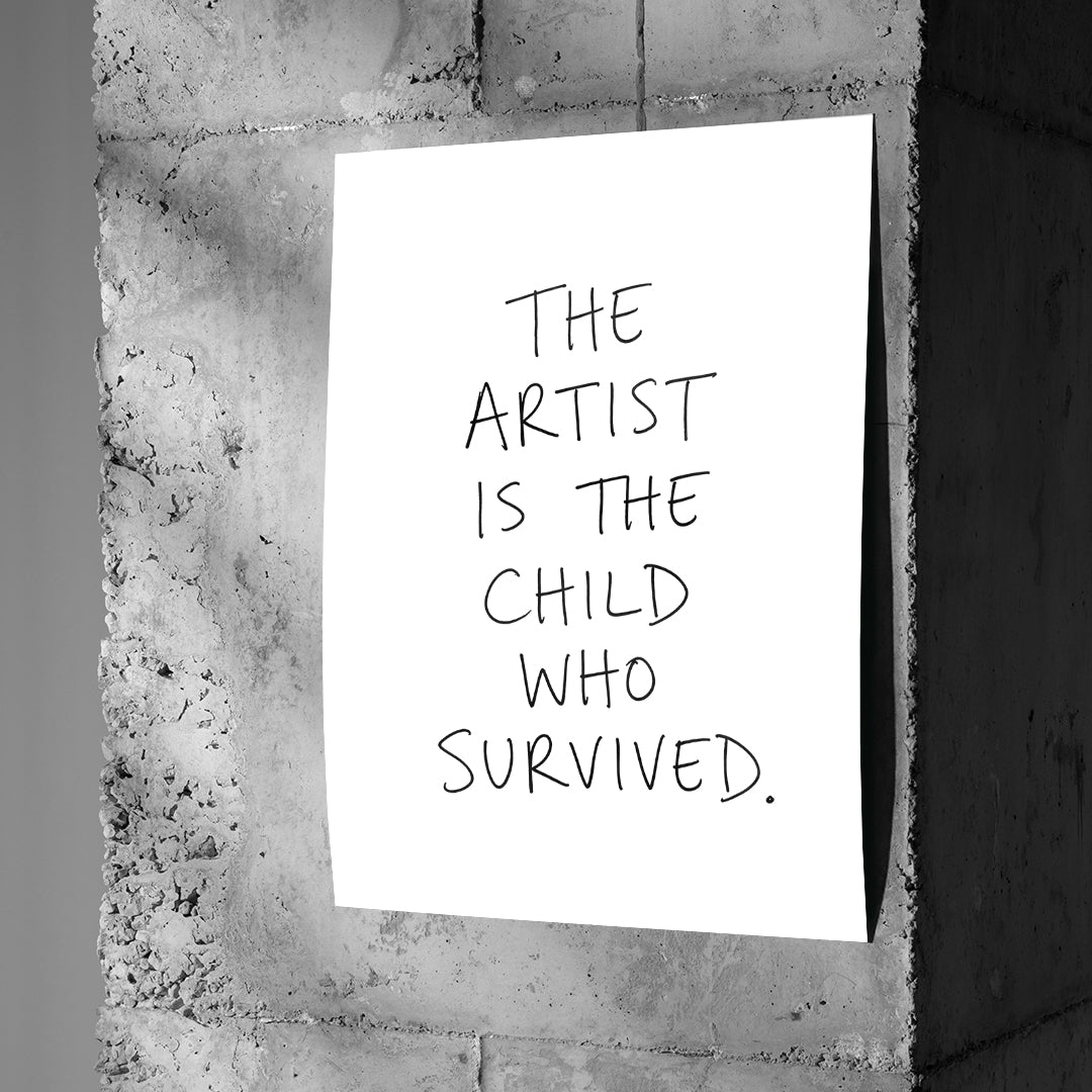 DOTCOMCANVAS Survived Poster an Betonwand