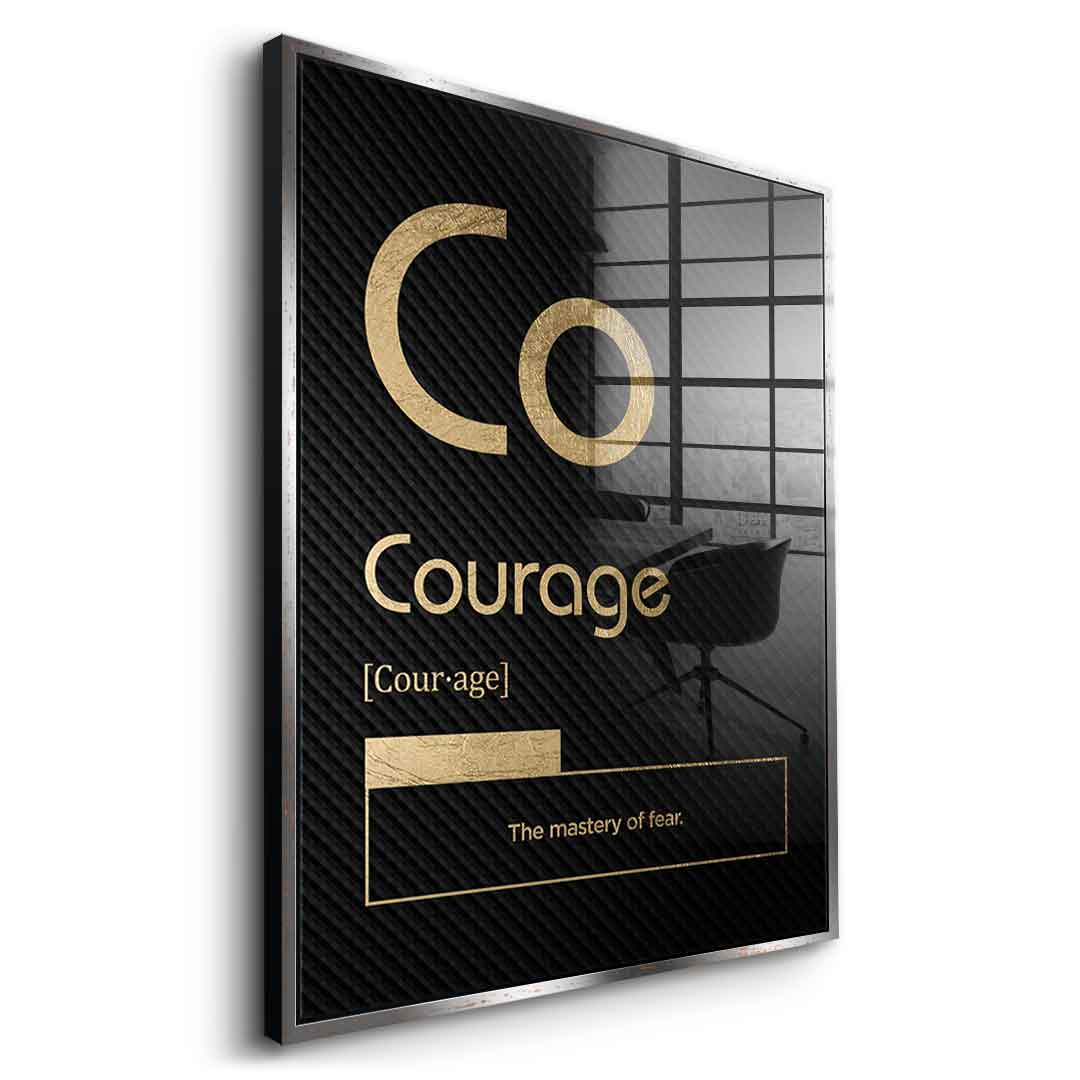 DOTCOMCANVAS® Courage (Co) Acrylglasbild Version Schwarz – Vorderansicht Ohne Rahmen