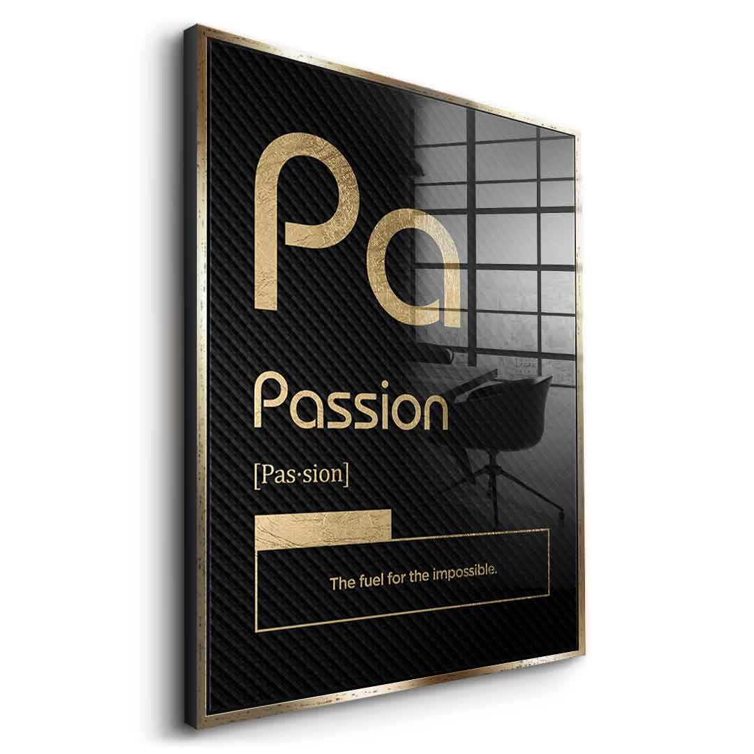 DOTCOMCANVAS® Passion (Pa) Acrylglasbild Version Schwarz – Seitenansicht Schwarz