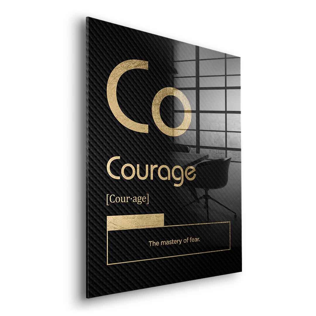 DOTCOMCANVAS® Courage (Co) Acrylglasbild Version Schwarz – Seitenansicht Silber