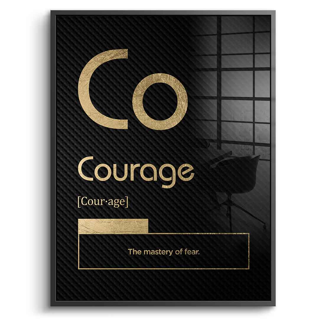 DOTCOMCANVAS® Courage Acrylglasbild – Vorderansicht schwarzer Rahmen