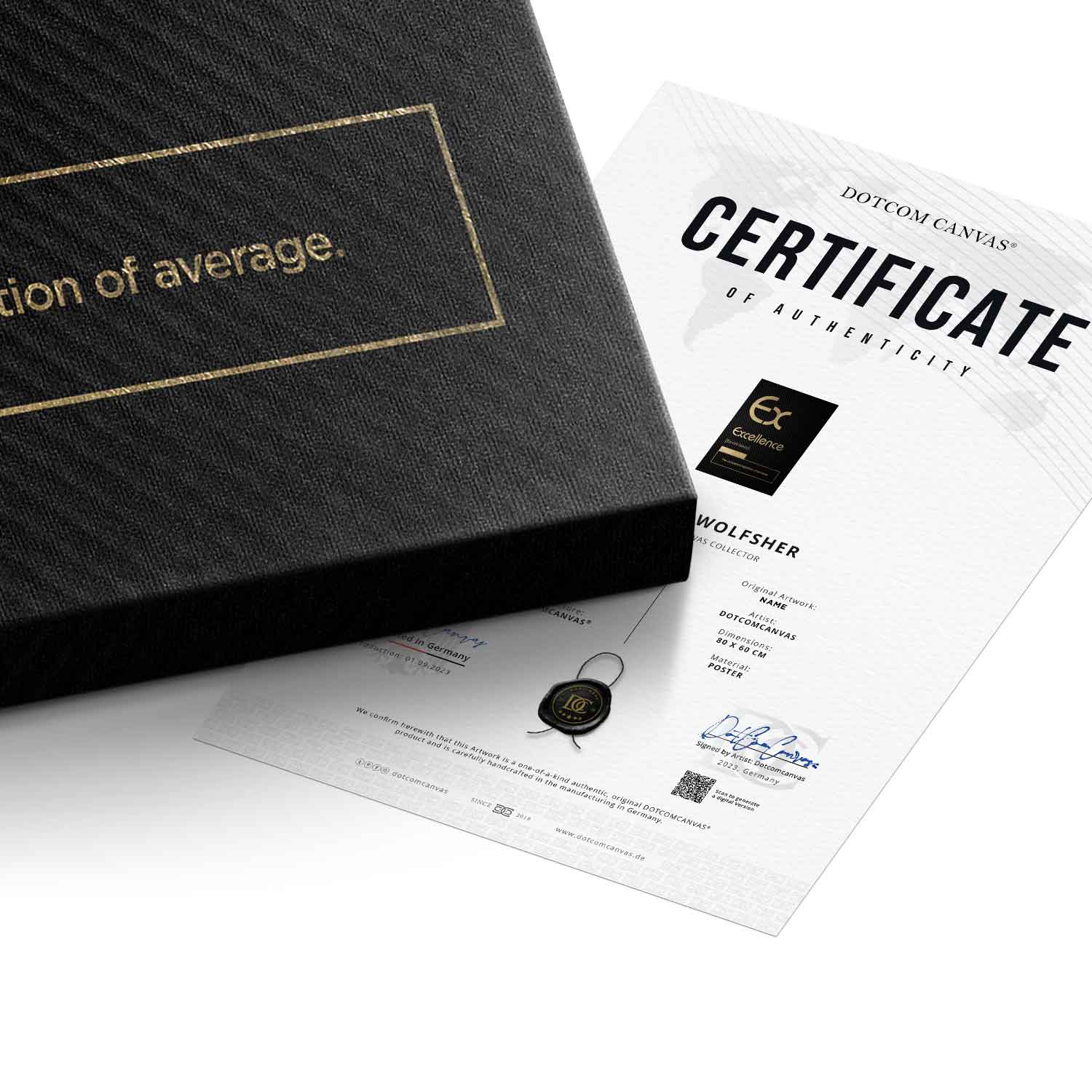 DOTCOMCANVAS® Excellence (Ex) Leinwandbild Version Schwarz – Echtheitszertifikat