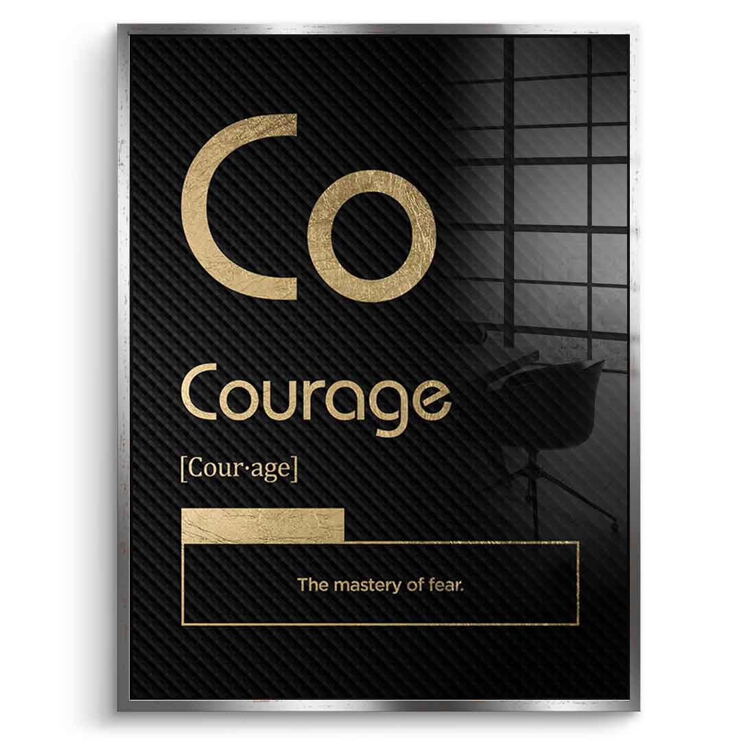 DOTCOMCANVAS® Courage Acrylglasbild – Vorderansicht silberner Rahmen