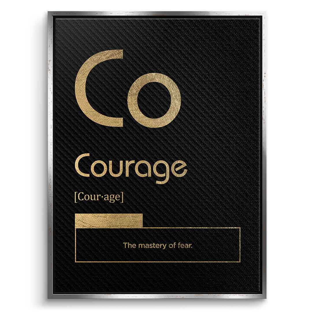 DOTCOMCANVAS® Courage Leinwandbild – Vorderansicht silberner Rahmen
