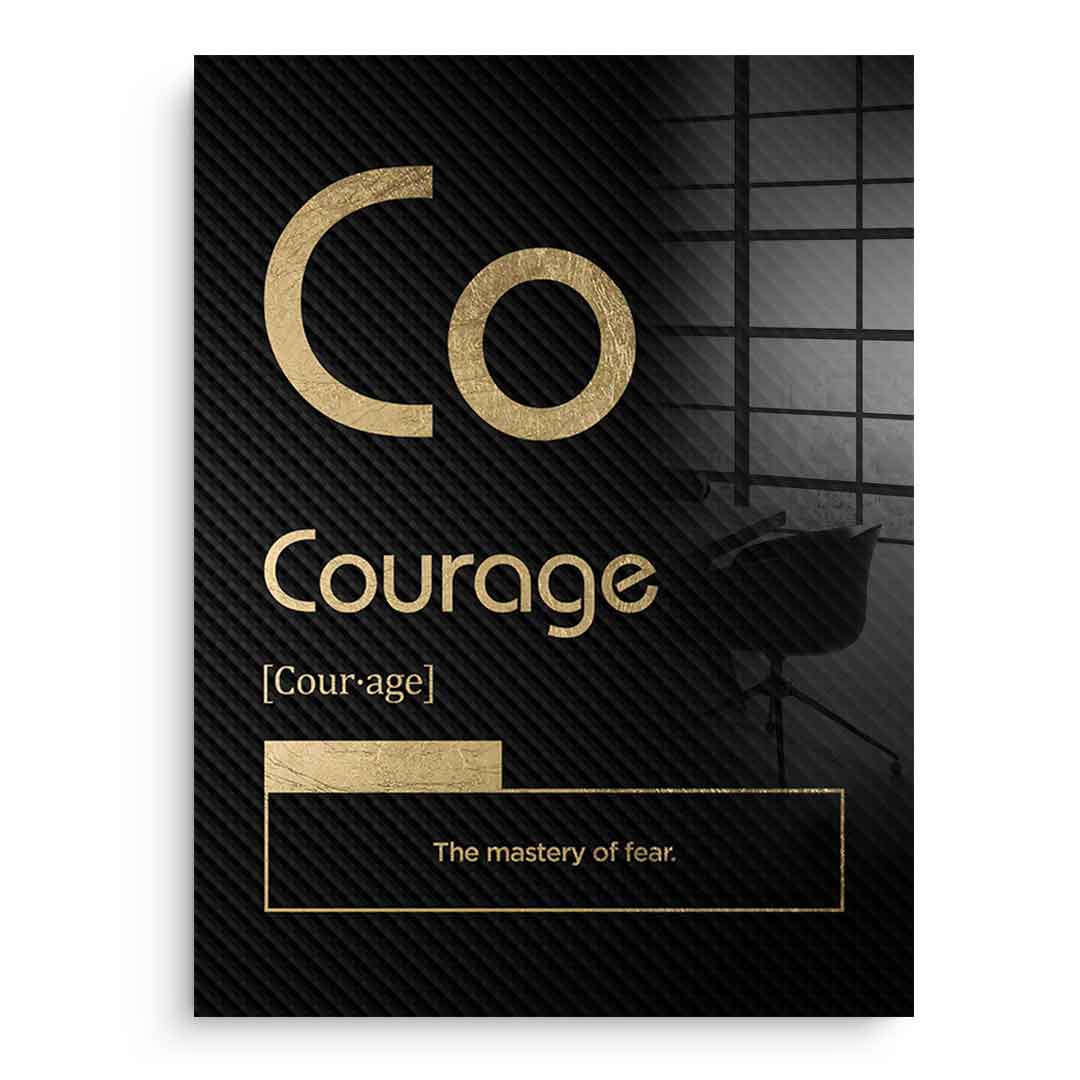 DOTCOMCANVAS® Courage (Co) Acrylglasbild Version Schwarz – Vorderansicht Ohne Rahmen