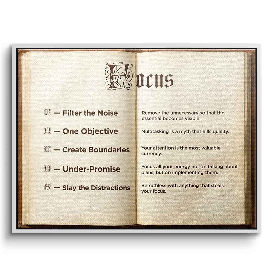 DOTCOMCANVAS® Focus book Leinwandbild – Vorderansicht weißer Rahmen