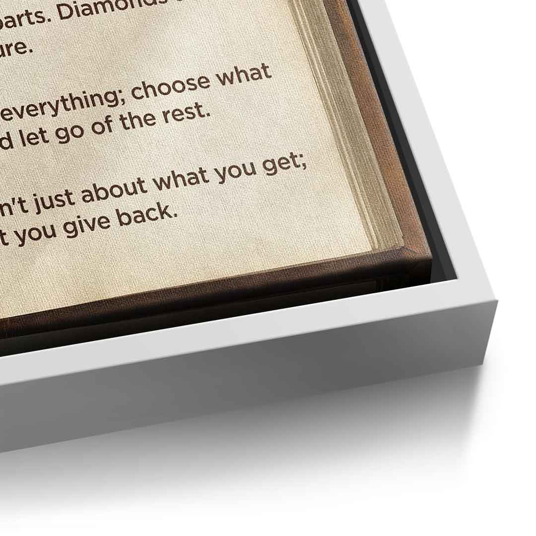 DOTCOMCANVAS® Success book Leinwandbild – Detailansicht weißer Rahmen