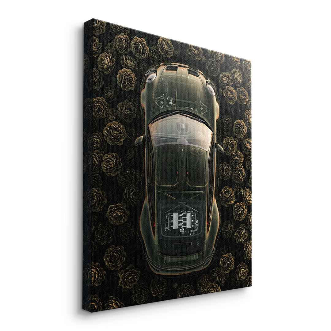 DOTCOMCANVAS® Porsche in flowers Leinwandbild – Seitenansicht ohne Rahmen