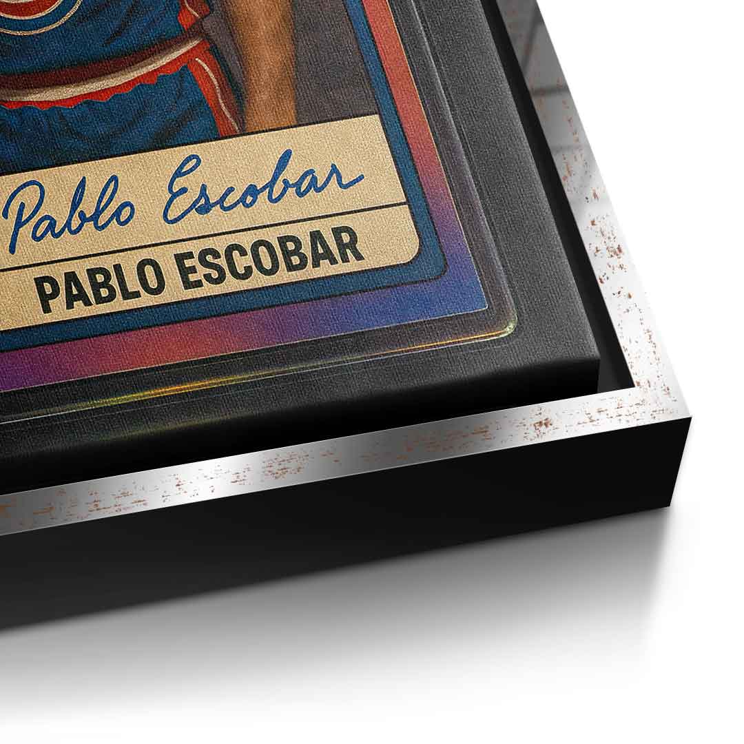 DOTCOMCANVAS Pablo Escobar Basketball Card Leinwandbild Pop Art Silber Detailansicht