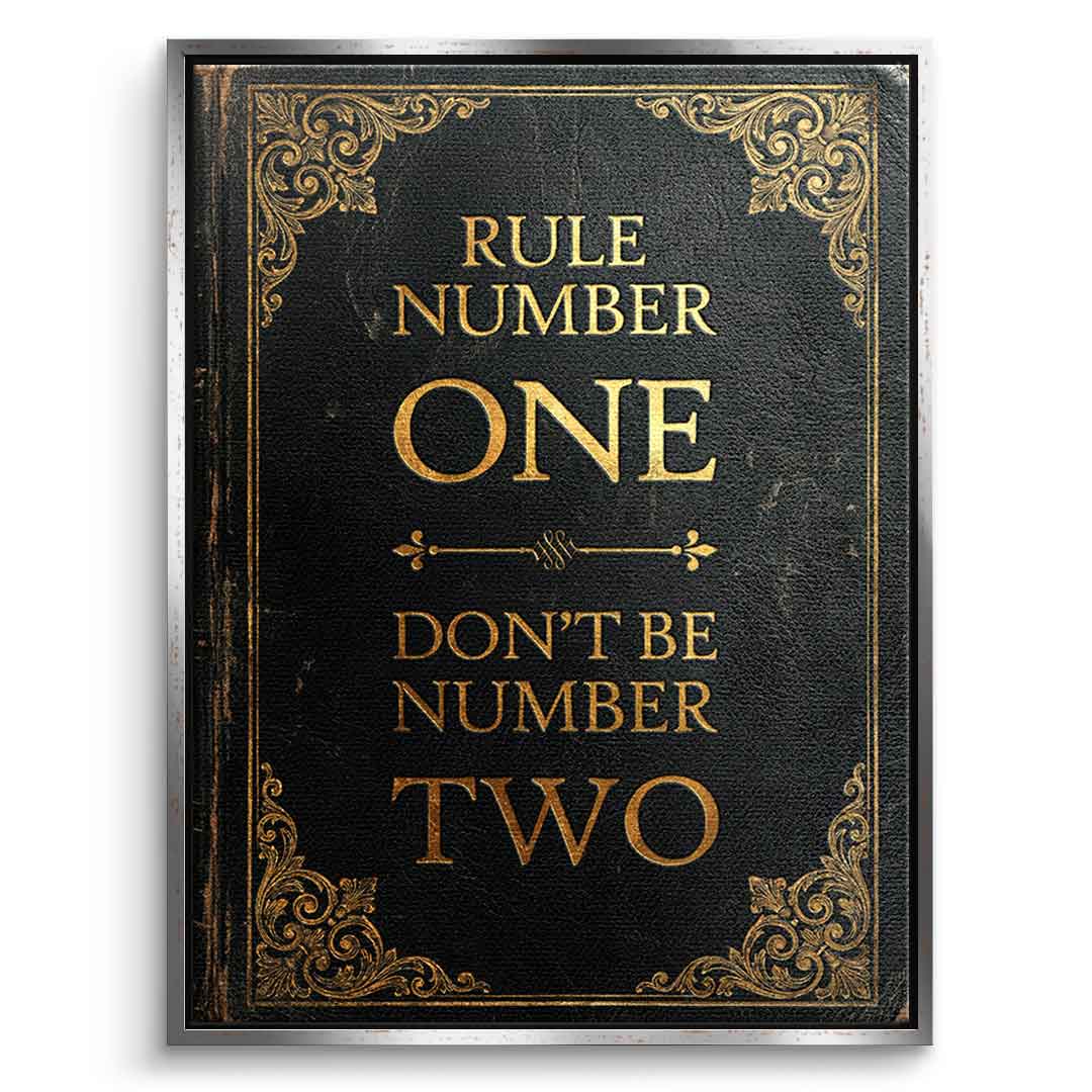 DOTCOMCANVAS® Rule Number One Leinwandbild – Vorderansicht schwarzer Rahmen