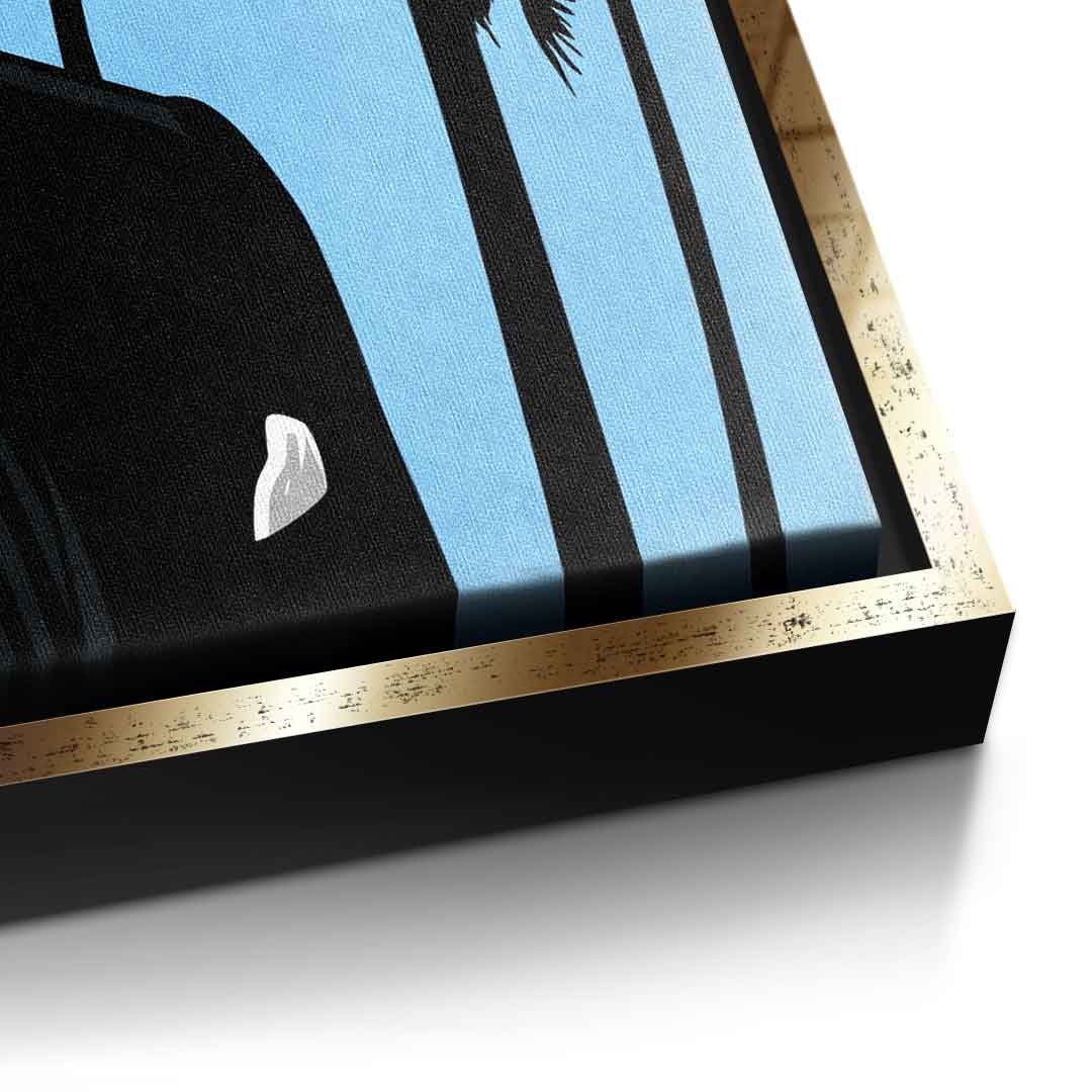 No risk. No story Leinwandbild Detailaufnahme goldener Rahmen
