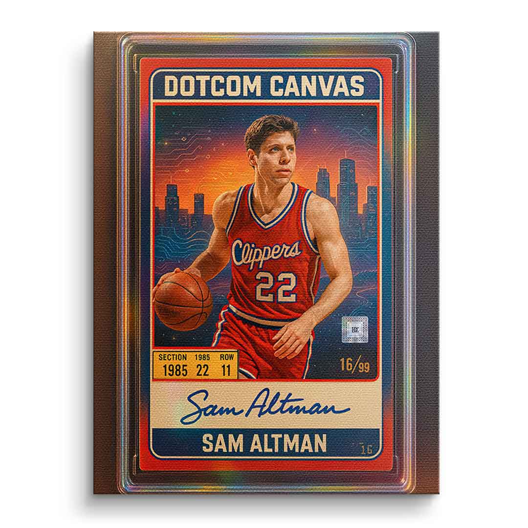 DOTCOMCANVAS Sam Altman Basketball Card Leinwandbild Frontansicht ohne Rahmen